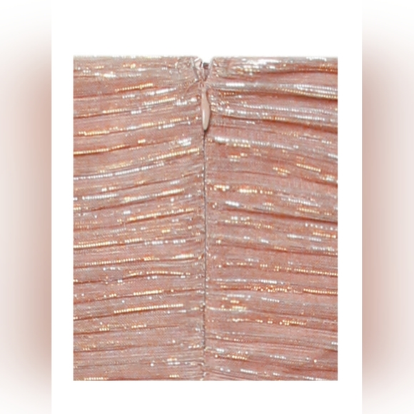 NWT MISS CIRCLE THE GLINT ROSE GOLD RUCHED CHIFFON LONG MAXI DRESS - Picture 2 of 11